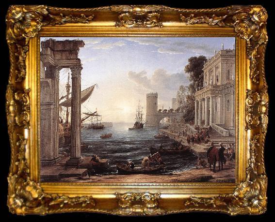 framed  Claude Lorrain Seaport with the Embarkation of the Queen of Sheba df, ta009-2